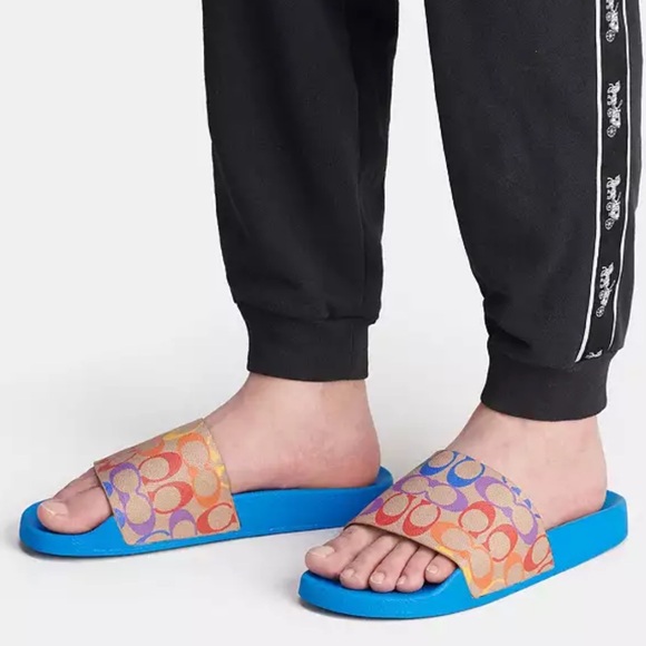 COACH Signature Slide In Rainbow Signature Canvas SIZE 12 Men’s NWOB - Picture 4 of 6